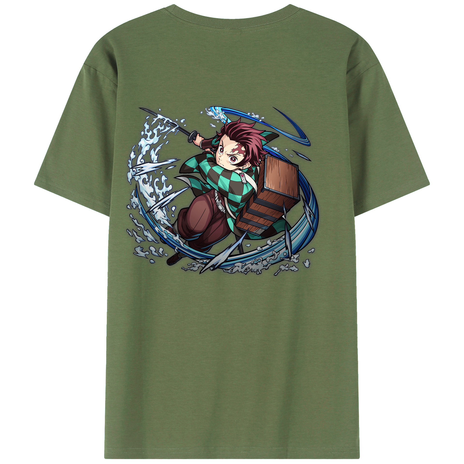 （画像用） 鬼滅の刃 竈門 炭治郎／かまど たんじろう Kamado Tanjirou 綿100％ メンズ半袖Tシャツ（バックプリント） 通気性